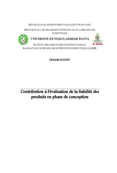 Evaluation de la fiabilite des produits en phase de conception