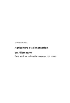 Agriculture et alimentation en Allemagne