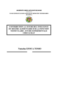 Influence du regime alimentaire sur la fonction testiculaire