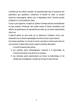 Influence du regime alimentaire sur la fonction testiculaire