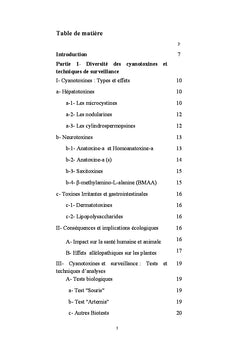 Cyanotoxines : Diversité, impacts, techniques et outils de surveillance
