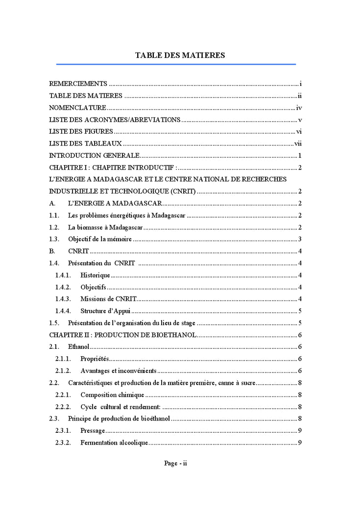 Production de bioethanol A partir de la canne A sucre