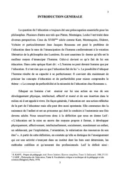 Le concept de perfectibilité et la nécessité de l'éducation