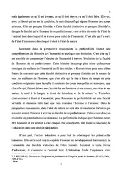 Le concept de perfectibilité et la nécessité de l'éducation