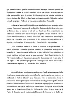 Le concept de perfectibilité et la nécessité de l'éducation