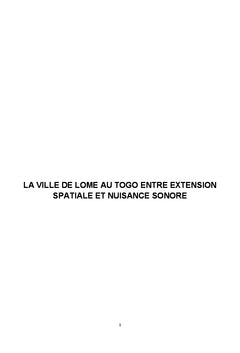 La ville de Lome au Togo entre extension spatiale et nuisance sonore