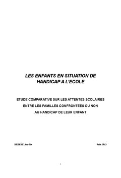 Les enfants en situation de handicap A l'ecole