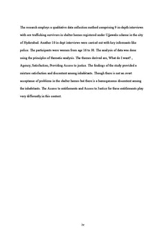 Lived experiences of Sex Trafficking Survivors in State Shelter Homes