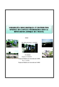 Variabilite climatique et espèces fourrageres dans le Moyen-BENIN