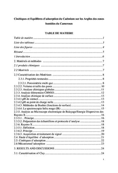 Adsorption du Cadmium sur les Argiles des zones humides du Cameroun