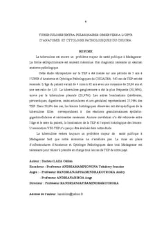 Tuberculoses extra-pulmonaires