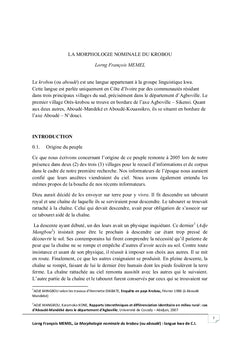 La Morphologie Nominale Du Krobou: Langue Kwa De cote D'Ivoire