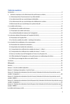 Determinants des performances scolaires en France et au Royaume Uni