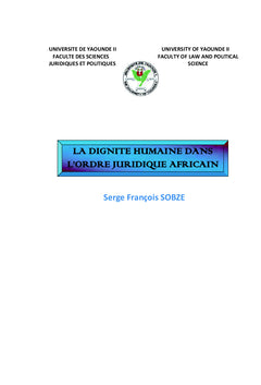 La dignite humaine dans l'ordre juridique africain