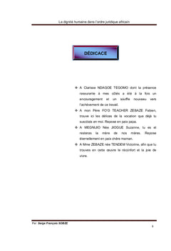 La dignite humaine dans l'ordre juridique africain