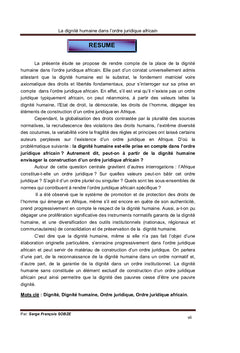 La dignite humaine dans l'ordre juridique africain