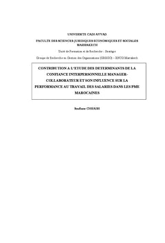 Impact de la confiance interpersonnelle sur la performance au travail