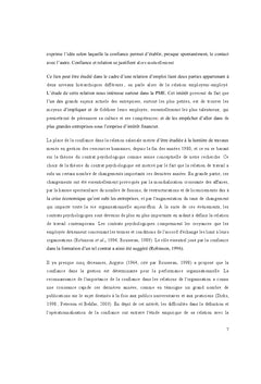 Impact de la confiance interpersonnelle sur la performance au travail
