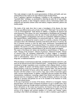 Representations sociales de la maladie et itineraires therapeutiques: