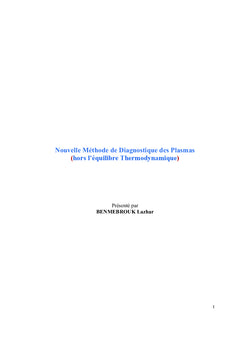 Nouvelle methode de diagnostique des plasmas