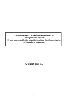 L'impact des reseaux professionnels sur l'entrepreneuriat feminin