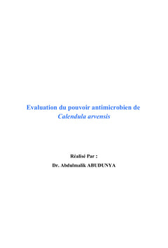 Evaluation du pouvoir antimicrobien de Calendula arvensis