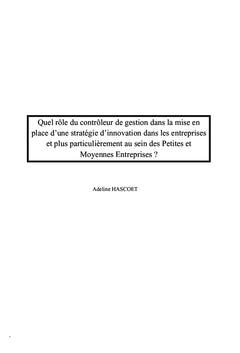 Controle de gestion et strategies d'innovation