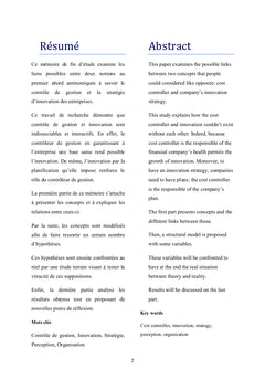 Controle de gestion et strategies d'innovation