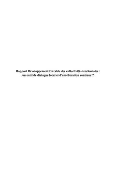 Rapport Développement Durable des collectivités territoriales