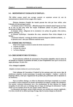 Travaux en souterrain, etude et calcul d'un tunnel routier