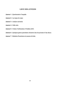 Etude exploratoire des Parasites chez la Carpe et le Tilapia