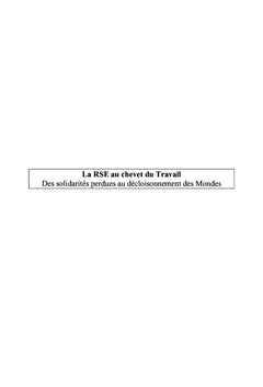 La RSE au chevet du travail