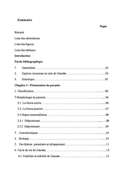 Etude epidemiologique de la Giardiase humaine