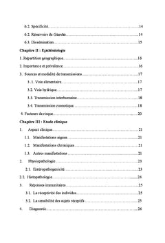 Etude epidemiologique de la Giardiase humaine
