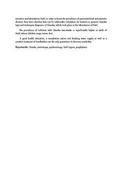 Etude epidemiologique de la Giardiase humaine