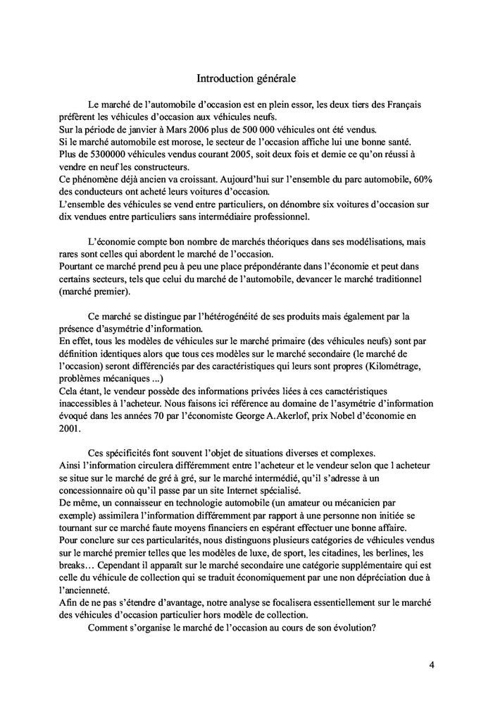 Le marché de l'automobile d'occasion