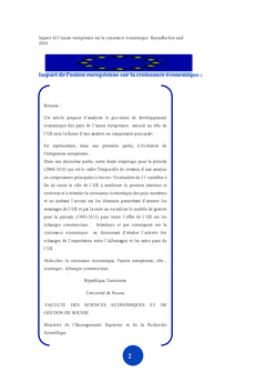 Impact de l'union europeenne sur la croissance economique