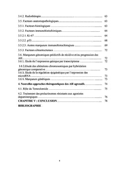 Facteurs de récidive et/ou progression des adénomes hypophysaires