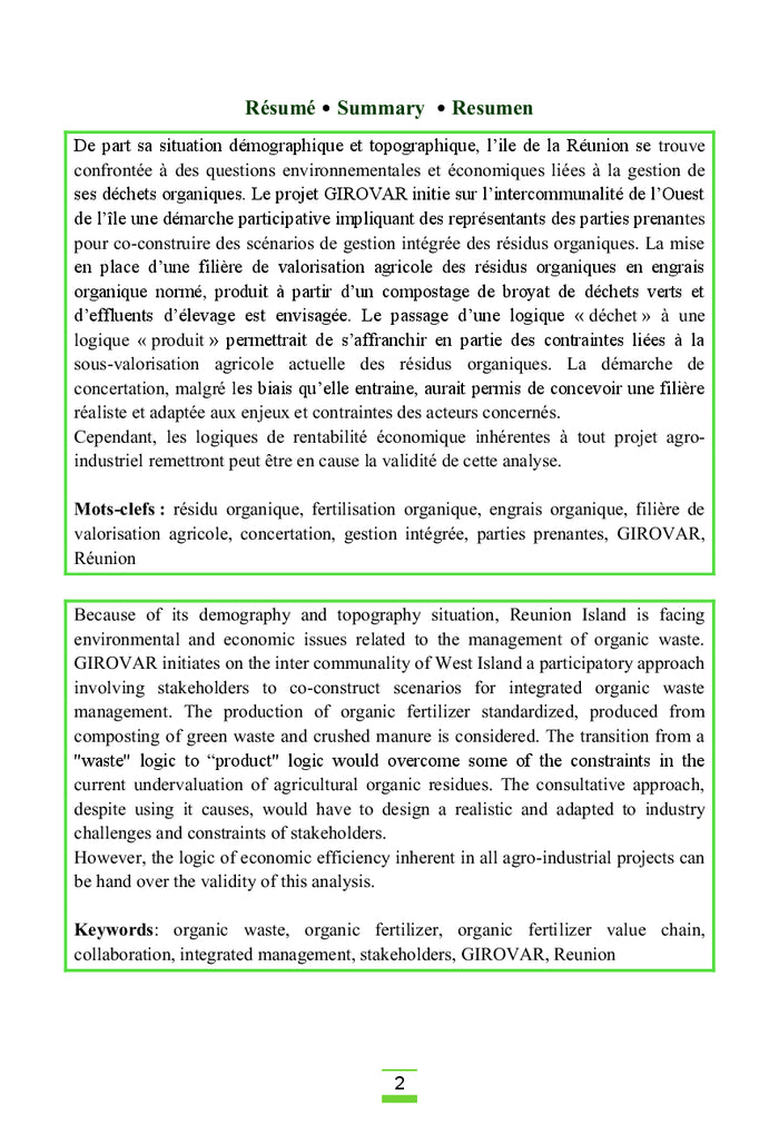 Co-construction d'une filière de valorisation agricole à la Réunion