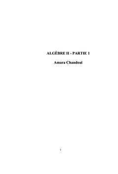 ALGÈBRE II - PARTIE 1