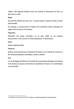 Genre et sens sexue des cursus scolaires