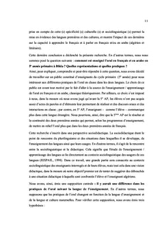 Representations autour de l'oral en contexte scolaire plurilingue