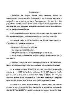 L'élimination des disparités entre sexes dans l'enseignement primaire
