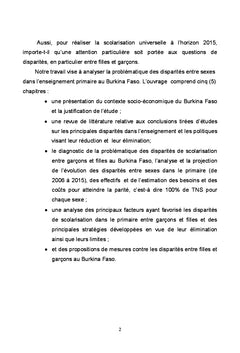 L'élimination des disparités entre sexes dans l'enseignement primaire