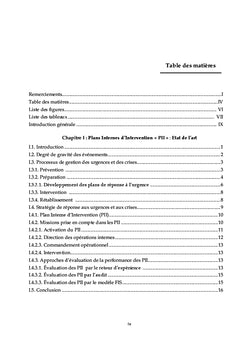 Evaluation de la performance des plans internes d'intervention
