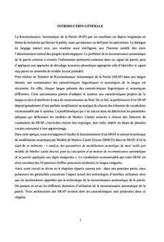 Reconnaissance automatique de mot isolé: modélisation par MMC discret