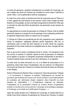 La traite des personnes en Afrique de l'Ouest