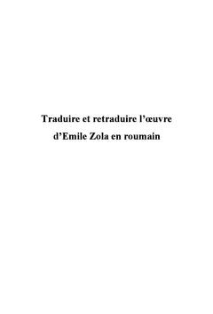 Traduire et retraduire l'oeuvre d'Emile Zola en roumain