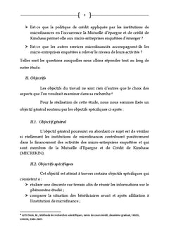 Microfinance et financement de Micro entreprises en RD Congo