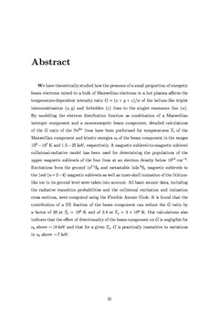 Effets d'e suprathermiques directifs sur le diagnostic en T de plasmas